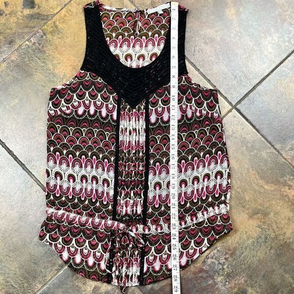 Daniel Rainn Sleeveless Crochet Neck Tie Waist Tank Small - Picture 6 of 9